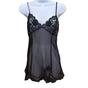 VTG Y2K VS Victoria's Secret Black Sheer Babydoll Top Womens‎ M Whimsigoth Fairy